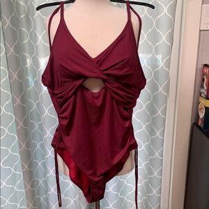 Burgundy One-Piece Swimsuit